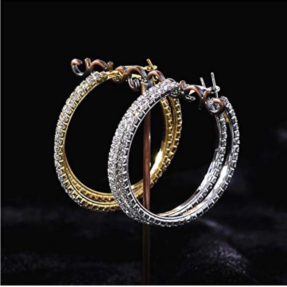 Two pair bling hoops